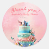 美しい蝶ツインズベビーシャワー ラウンドシール (正面)