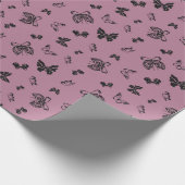 美しい蝶デザインオンパープル ラッピングペーパー (角)