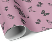 美しい蝶デザインオンパープル ラッピングペーパー (ロールコーナー)