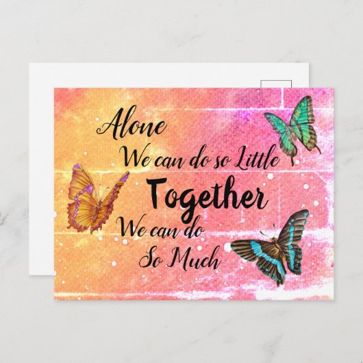 美しい蝶ピンクオレンジやる気を起こさせる ポストカード (正面/裏面)