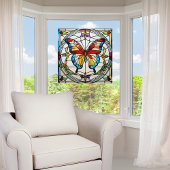 美しい蝶フェイクのステンドグラス ウィンドウサイン