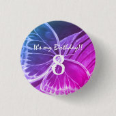 美しい蝶ボタンそれは私の誕生日8です 缶バッジ (正面)