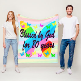 美しい蝶80番目の誕生日賛美の毛布 フリースブランケット