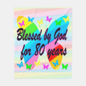 美しい蝶80番目の誕生日賛美の毛布 フリースブランケット (正面)