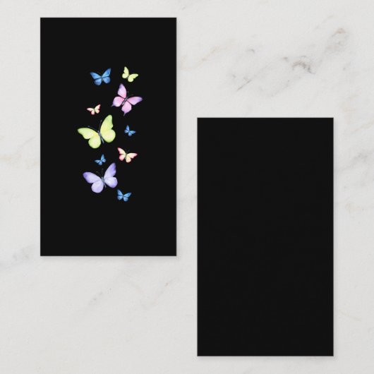 美しい蝶（ちょう）の少女たち、水彩バター 名刺 (正面/裏面)