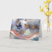 美しい蝶 カード (黄色い花)