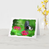 美しい蝶(モルモン蝶)母の日 カード (黄色い花)