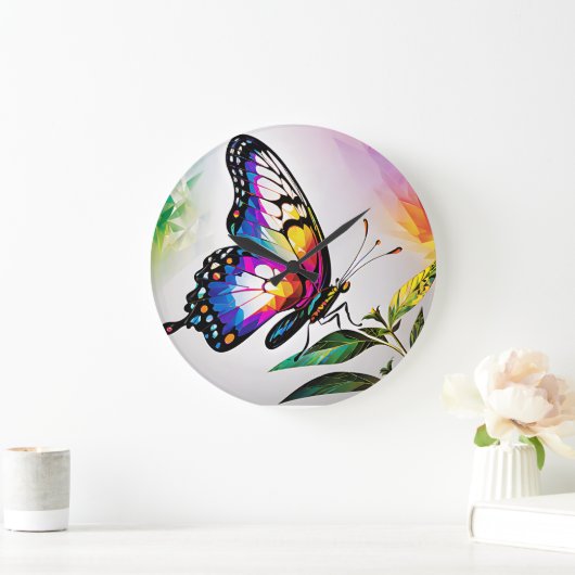 美しい蝶 ラージ壁時計 (ホーム)