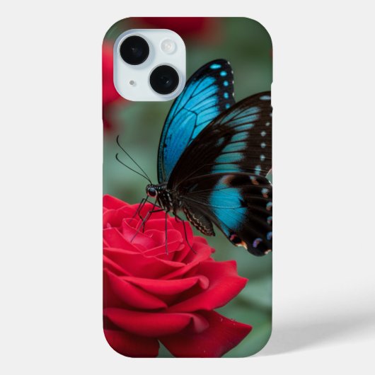 美しい蝶 赤いバラ - Case-Mate iPhoneケース (裏面)