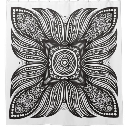 美しい装飾の正方形の落書き シャワーカーテン (正面)