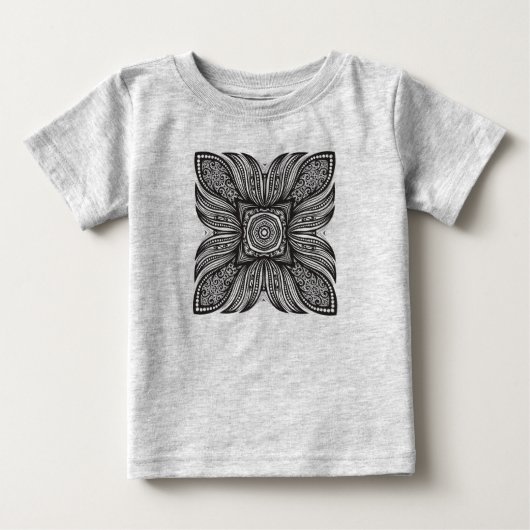 美しい装飾の正方形の落書き ベビーTシャツ (正面)