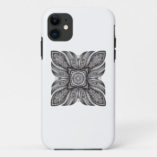 美しい装飾の正方形の落書き iPhone 11 ケース
