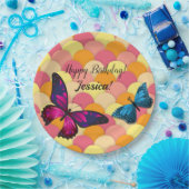 美しい装飾の蝶オレンジスカロップ ペーパープレート (パーティー)