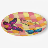 美しい装飾の蝶オレンジスカロップ ペーパープレート (アングル)