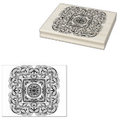 美しい装飾スクエアドードル ラバースタンプ (押印)