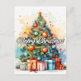 美しい装飾的なホリデークリスマスツリー ポストカード