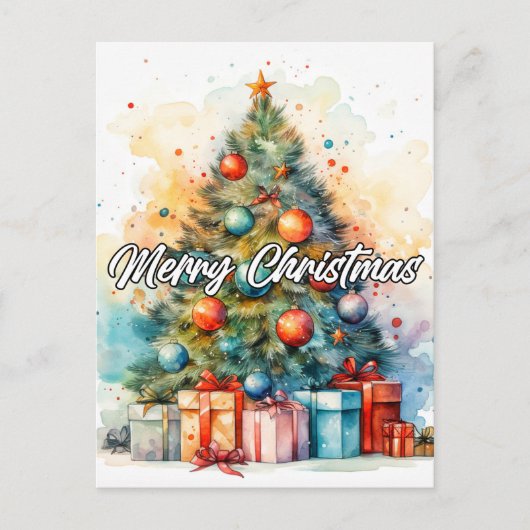 美しい装飾的なホリデークリスマスツリー ポストカード (正面)