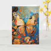 美しい装飾蝶フローラありがとう カード (黄色い花)