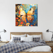 美しい装飾蝶フローラ キャンバスプリント (インサイチュ (寝室))