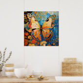 美しい装飾蝶フローラ ポスター (キッチン)