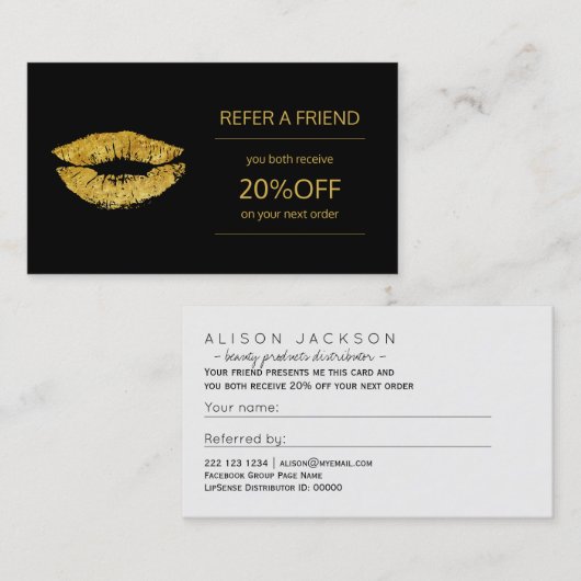 美しい製品のディストリビュータ金ゴールドのリップル紹介 紹介カード (正面/裏面)