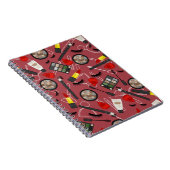 美しい製品のパターンを赤いバックグラウンドアプリケーション ノートブック (右側)