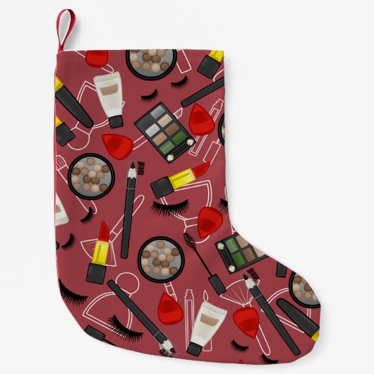 美しい製品の模様を赤い背景 スモールクリスマスストッキング (正面)