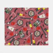 美しい製品の模様を赤い背景 フリースブランケット (正面(横))