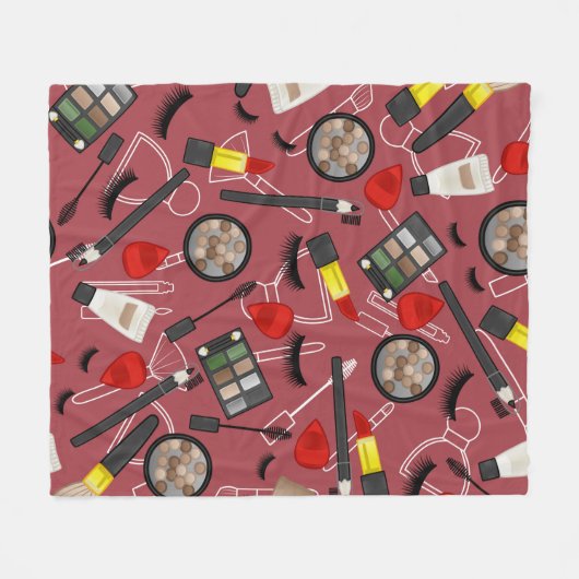 美しい製品の模様を赤い背景 フリースブランケット (正面(横))