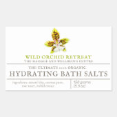 美しい製品グリーンオーキッドウォーターカラーアート 長方形シール (正面)