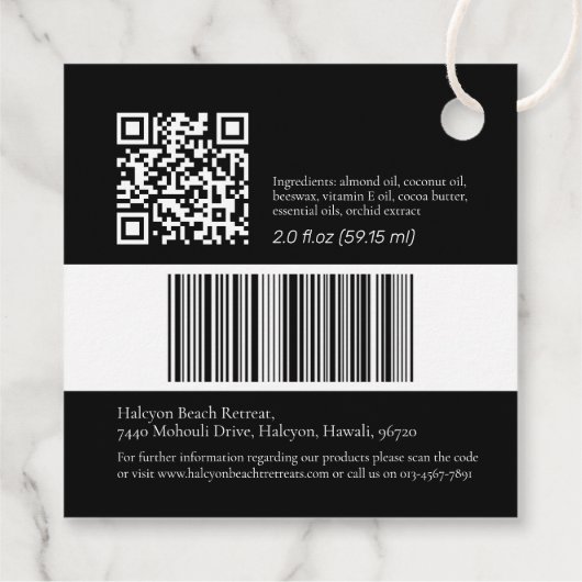 美しい製品モノ原料バーコードQRラベル フェイバータグ (裏面)