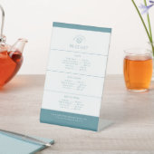 美しい製品価格表ティール(緑がかった色)ホワイトロータロゴ 台座サイン (インサイチュ)