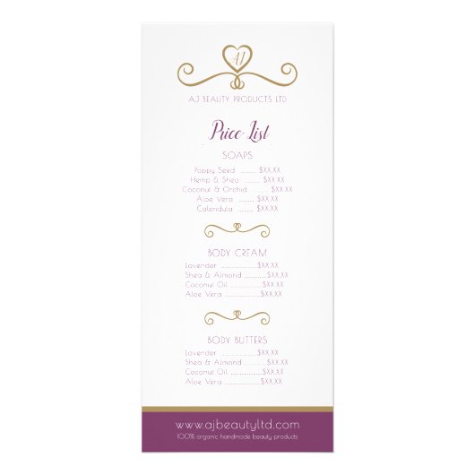 美しい製品価格表及び注文リーフレット ラックカード (正面)