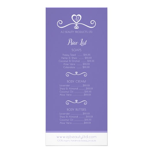 美しい製品価格表及び注文リーフレット ラックカード (正面)