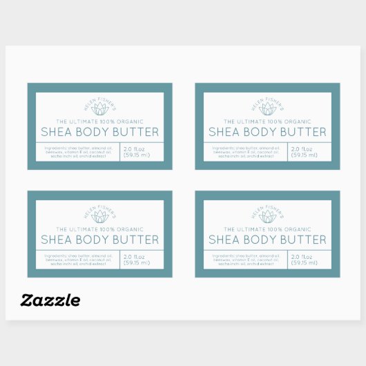 美しい製品成分ティール(緑がかった色)白蓮ラベル 長方形シール (シート)