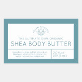 美しい製品成分ティール(緑がかった色)白蓮ラベル 長方形シール (正面)