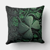 美しい複雑な緑のアイルランドのシャムロック クッション (裏面)