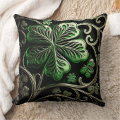 美しい複雑な緑のアイルランドのシャムロック クッション (ブランケット)