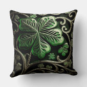 美しい複雑な緑のアイルランドのシャムロック クッション (裏面)