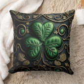 美しい複雑な緑のアイルランドのシャムロック クッション (ブランケット)