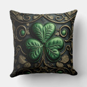 美しい複雑な緑のアイルランドのシャムロック クッション (裏面)
