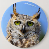 美しい角のフクロウとの見素晴らし張りコンテスト 缶バッジ (正面)