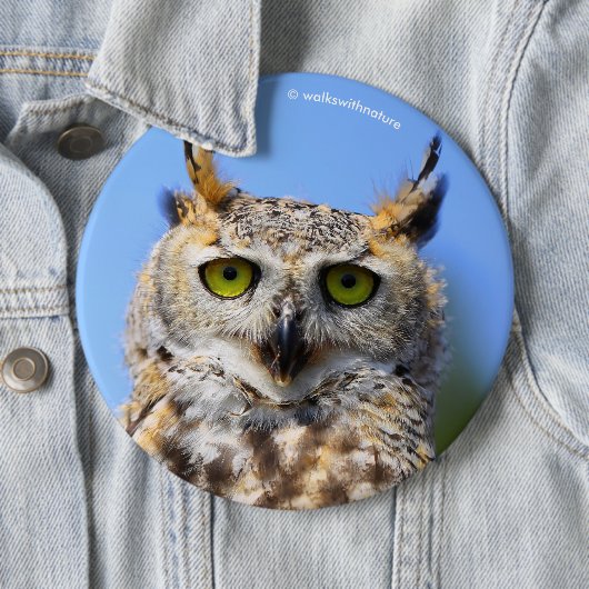 美しい角のフクロウとの見素晴らし張りコンテスト 缶バッジ (インサイチュ)