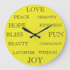 美しい言葉感動的デザイン黄 ラージ壁時計