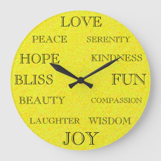 美しい言葉感動的デザイン黄 ラージ壁時計 (正面)
