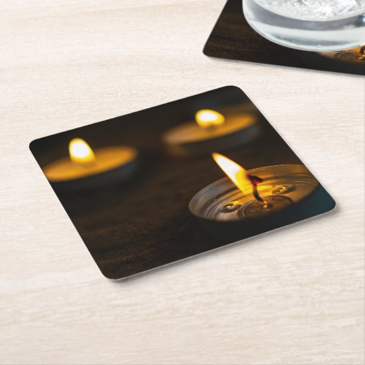 美しい記念の蝋燭 スクエアペーパーコースター (アングル)