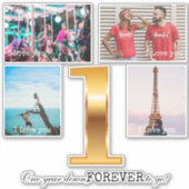 美しい記念日の写真コラージュ シール (正面)