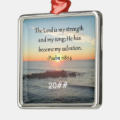 美しい詩編118:14日の出写真デザイン メタルオーナメント (左)