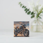 美しい詳細な複雑なヴィンテージバイク スクエア名刺 (スタンド正面)