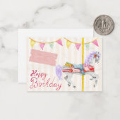 美しい誕生日カードと回転木馬 ノートカード (正面/裏面インサイチュ)